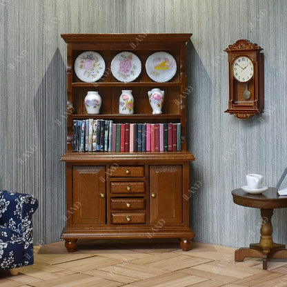 1:12 Scale Miniature Dollhouse Furniture Set Classic 4Pcs Chair Table Bookshelf Rug