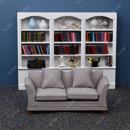 1:12 Scale Modern Miniature Sofa Dollhouse Furniture For Living Room Khaki Drills