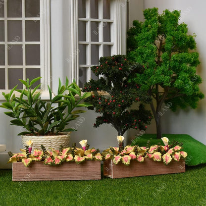 1:12 Scale Miniature Dollhouse Plants Accessories 2 Pcs Caladium Miniature Plants