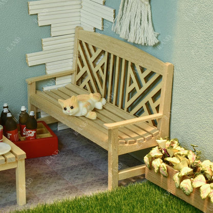 1:12 Scale Dollhouse Furniture Set Modern Patio Tables Garden Chairs BBQ Grill Mini Bike Miniature Dollhouse Accessories