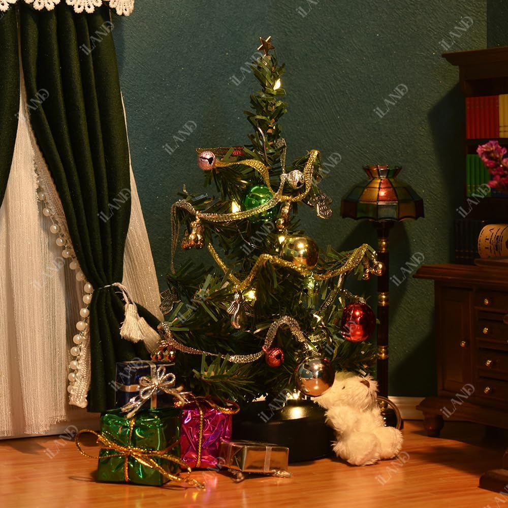 1:12 Scale Miniature Christmas Tree With Gifts Dollhouse Accessories For Elf Door Fairy Door Christmas Decorations