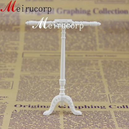 1:12 Scale Miniature Wooden Towel Rack Handcrafted White Bathroom Dollhouse Furniture Accessory