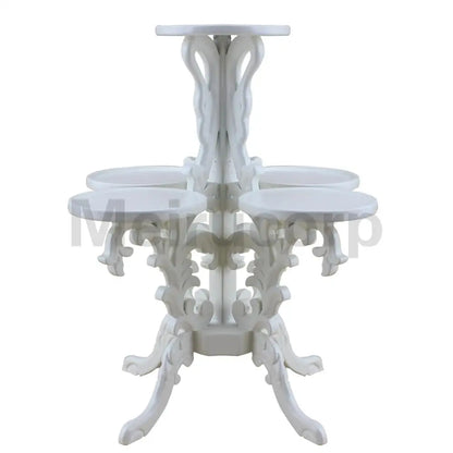 Soporte de flores blancas en miniatura a escala 1:6 para casa de muñecas - Accesorio de mobiliario tallado a mano