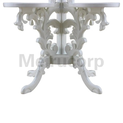Soporte de flores blancas en miniatura a escala 1:6 para casa de muñecas - Accesorio de mobiliario tallado a mano
