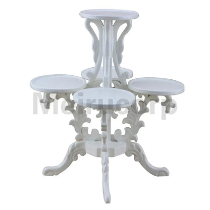 Soporte de flores blancas en miniatura a escala 1:6 para casa de muñecas - Accesorio de mobiliario tallado a mano