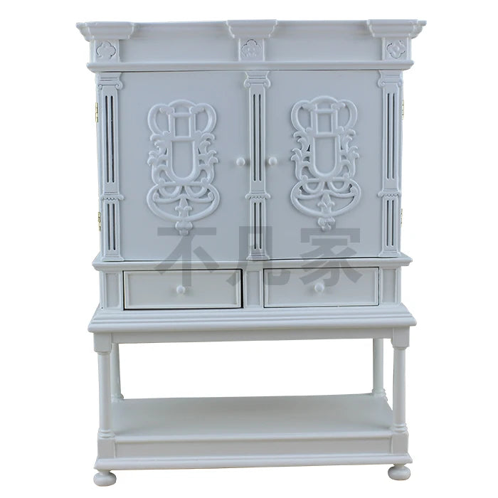 Meuble en bois blanc à l'échelle 1:6 avec tiroirs pour collection de meubles de maison de poupée