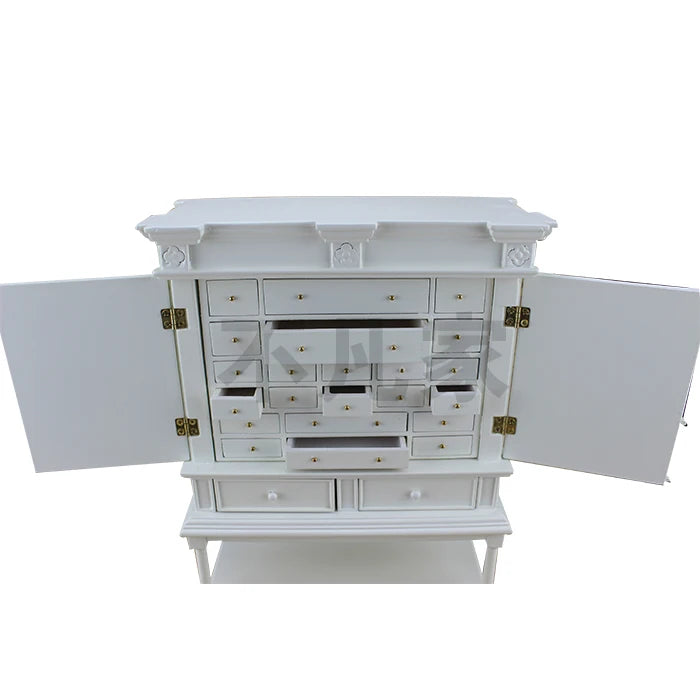 Meuble en bois blanc à l'échelle 1:6 avec tiroirs pour collection de meubles de maison de poupée