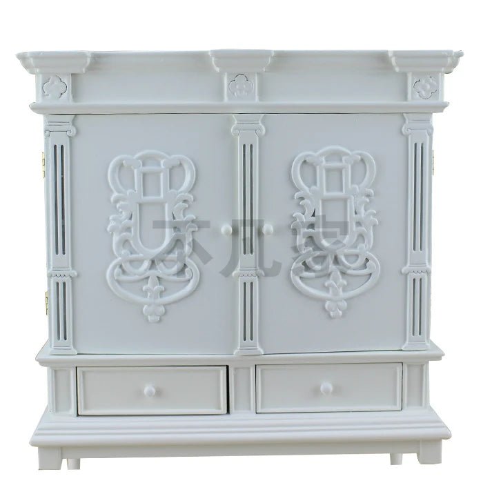 Meuble en bois blanc à l'échelle 1:6 avec tiroirs pour collection de meubles de maison de poupée