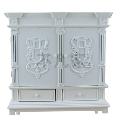 Meuble en bois blanc à l'échelle 1:6 avec tiroirs pour collection de meubles de maison de poupée