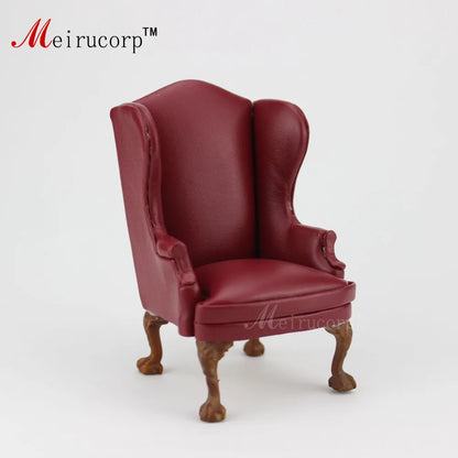 Juego de silla y otomana de madera para casa de muñecas en miniatura a escala 1:12 para decoración del hogar