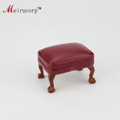Juego de silla y otomana de madera para casa de muñecas en miniatura a escala 1:12 para decoración del hogar