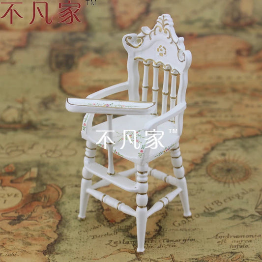 Silla alta para casa de muñecas en miniatura a escala 1:12 – Muebles decorativos blancos