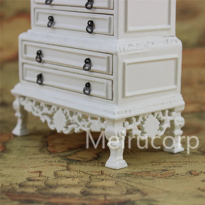 Cajonera de madera blanca en miniatura a escala 1:12 para casa de muñecas - Muebles artesanales