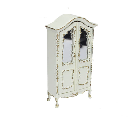 Armario de madera para casa de muñecas, hecho a mano, a escala 1:12 con detalles dorados - Muebles de boutique en miniatura