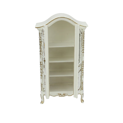 Armario de madera para casa de muñecas, hecho a mano, a escala 1:12 con detalles dorados - Muebles de boutique en miniatura