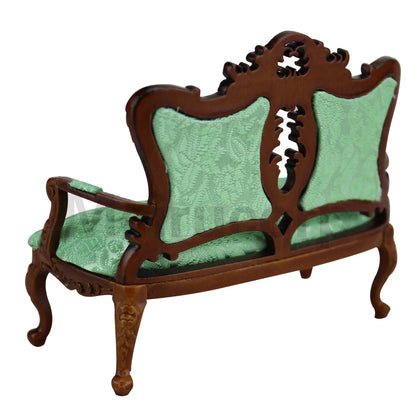Canapé en bois pour maison de poupée à l'échelle 1:12 - Meubles de salon miniatures