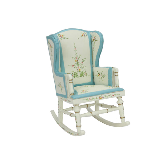 Mecedora en miniatura pintada de blanco a escala 1:12, mueble para casa de muñecas, ideal para sala de estar.