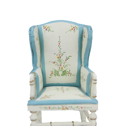 Mecedora en miniatura pintada de blanco a escala 1:12, mueble para casa de muñecas, ideal para sala de estar.