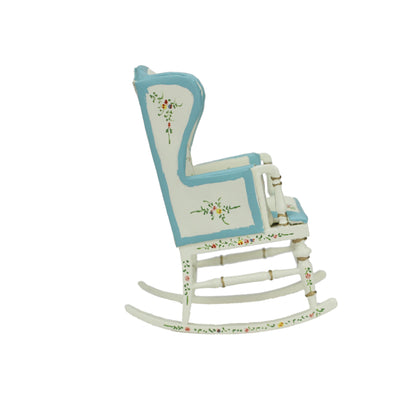Mecedora en miniatura pintada de blanco a escala 1:12, mueble para casa de muñecas, ideal para sala de estar.