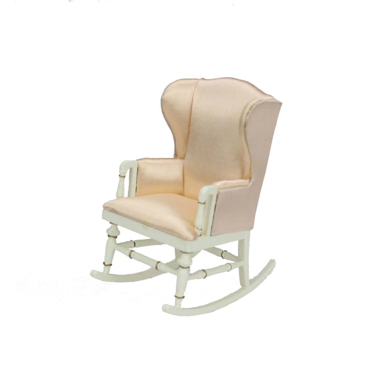 Mecedora de madera artesanal a escala 1:12 para casas de muñecas - Muebles en miniatura blancos