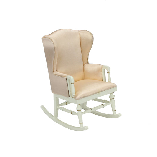 1:12 Scale Miniature White Wooden Handmade Rocking Chair Dollhouse Furniture