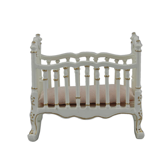 Berceau en bois blanc à l'échelle 1:12 pour meubles et accessoires de maison de poupée