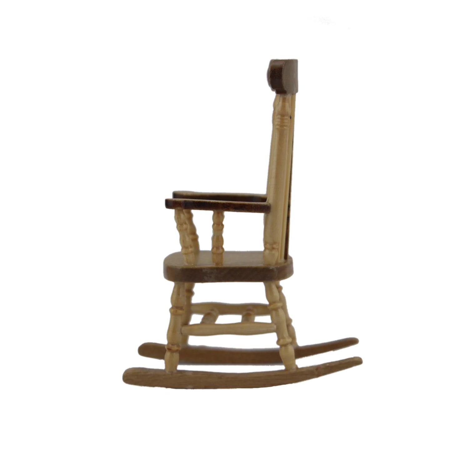 Mecedora de madera en miniatura a escala 1:12, mueble para casa de muñecas, decoración para sala de estar