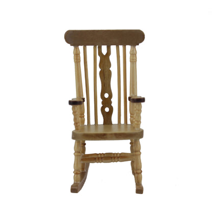 Mecedora de madera en miniatura a escala 1:12, mueble para casa de muñecas, decoración para sala de estar
