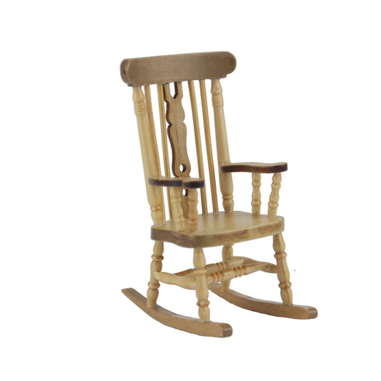 Mecedora de madera en miniatura a escala 1:12, mueble para casa de muñecas, decoración para sala de estar