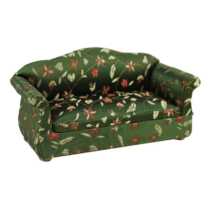 Conjunto de muebles de sala de estar para casa de muñecas a escala 1:12: sofá y silla florales de 3 piezas