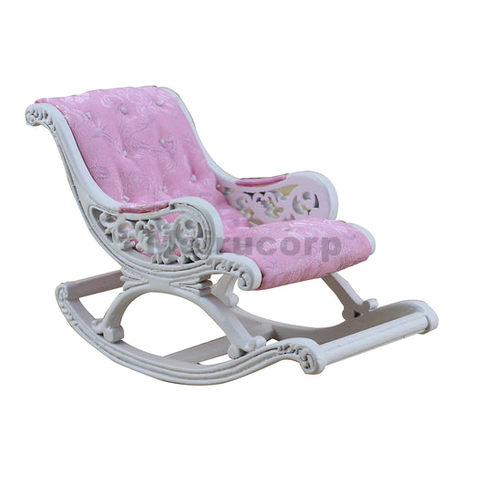 Mecedora de tela blanca en miniatura a escala 1:12, hecha a mano, para casa de muñecas, muebles para sala de estar