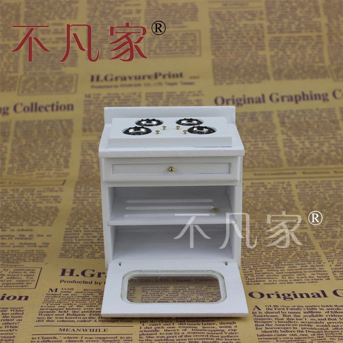 Juego de cocina para casa de muñecas a escala 1:12: refrigerador en miniatura, banco de cocina, microondas y muebles para horno.