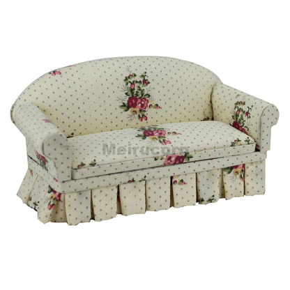 Conjunto de muebles en miniatura para casa de muñecas a escala 1:12: sofá y sillas de tela de 3 piezas para decorar la sala de estar.
