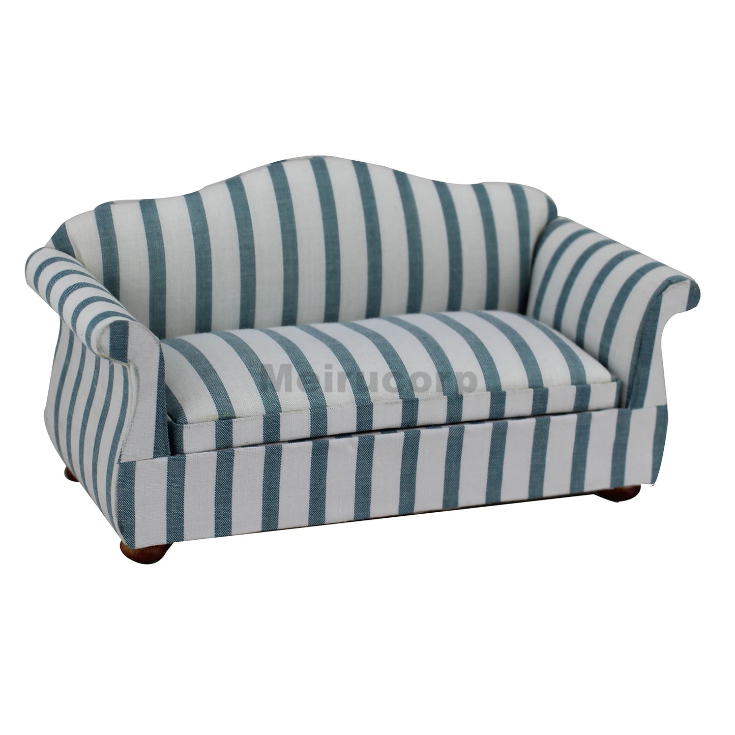 Conjunto de muebles para casa de muñecas a escala 1:12: sofá y sillón a rayas, accesorios para sala de estar (3 piezas)