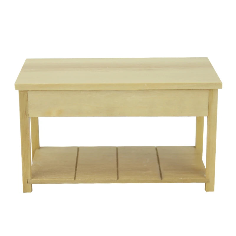 Escritorio de madera en miniatura a escala 1:12, muebles para casa de muñecas, sala de estar y sala de juegos.