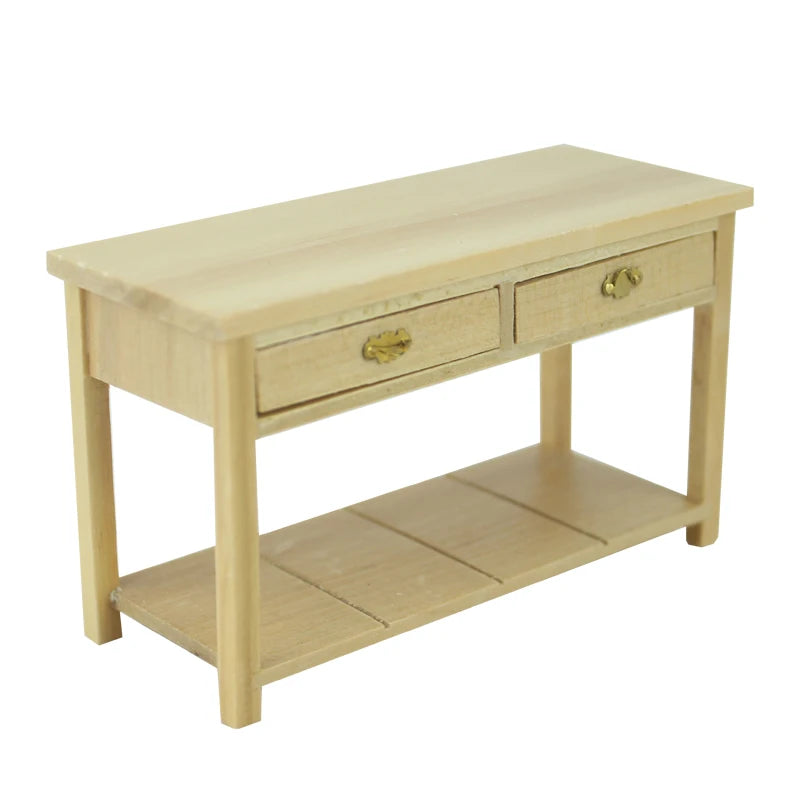 Escritorio de madera en miniatura a escala 1:12, muebles para casa de muñecas, sala de estar y sala de juegos.