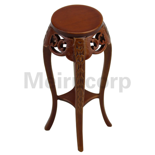 Mesa de pedestal de madera tallada a mano en miniatura a escala 1:12 para decoración de casas de muñecas