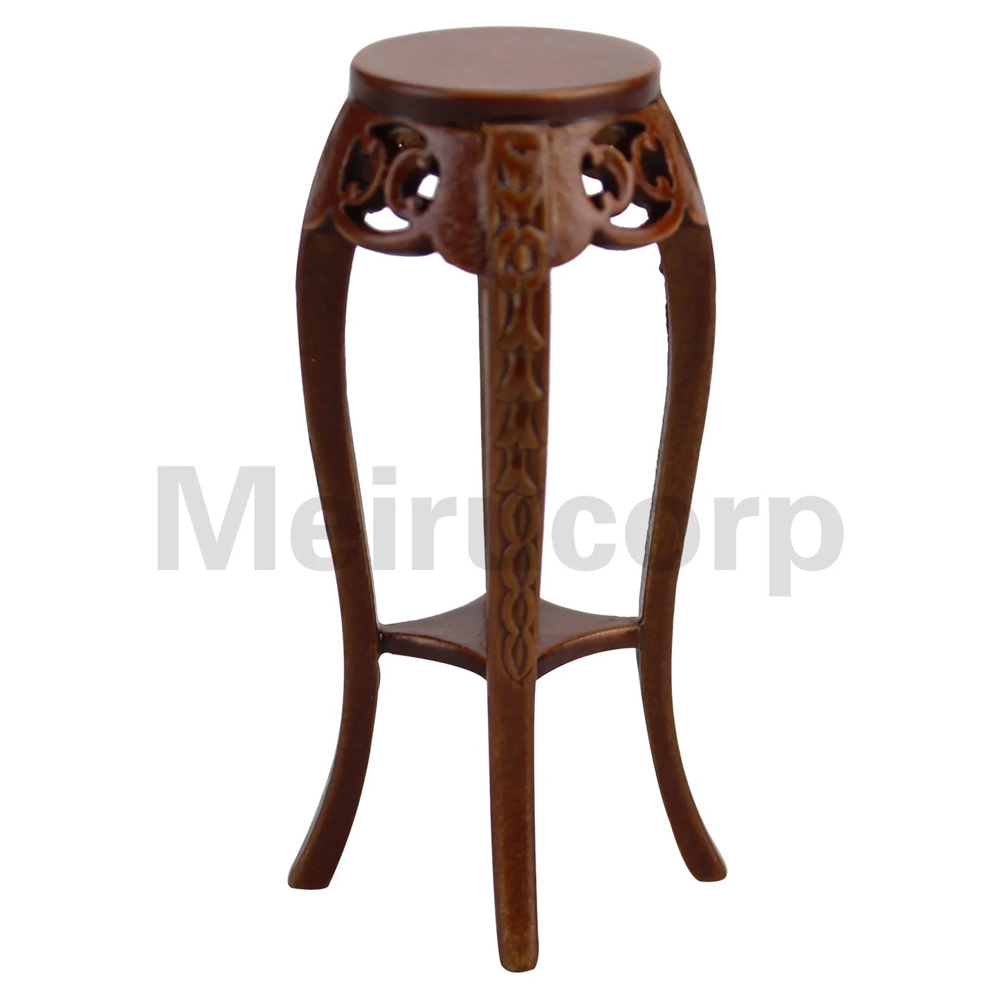 Mesa de pedestal de madera tallada a mano en miniatura a escala 1:12 para decoración de casas de muñecas