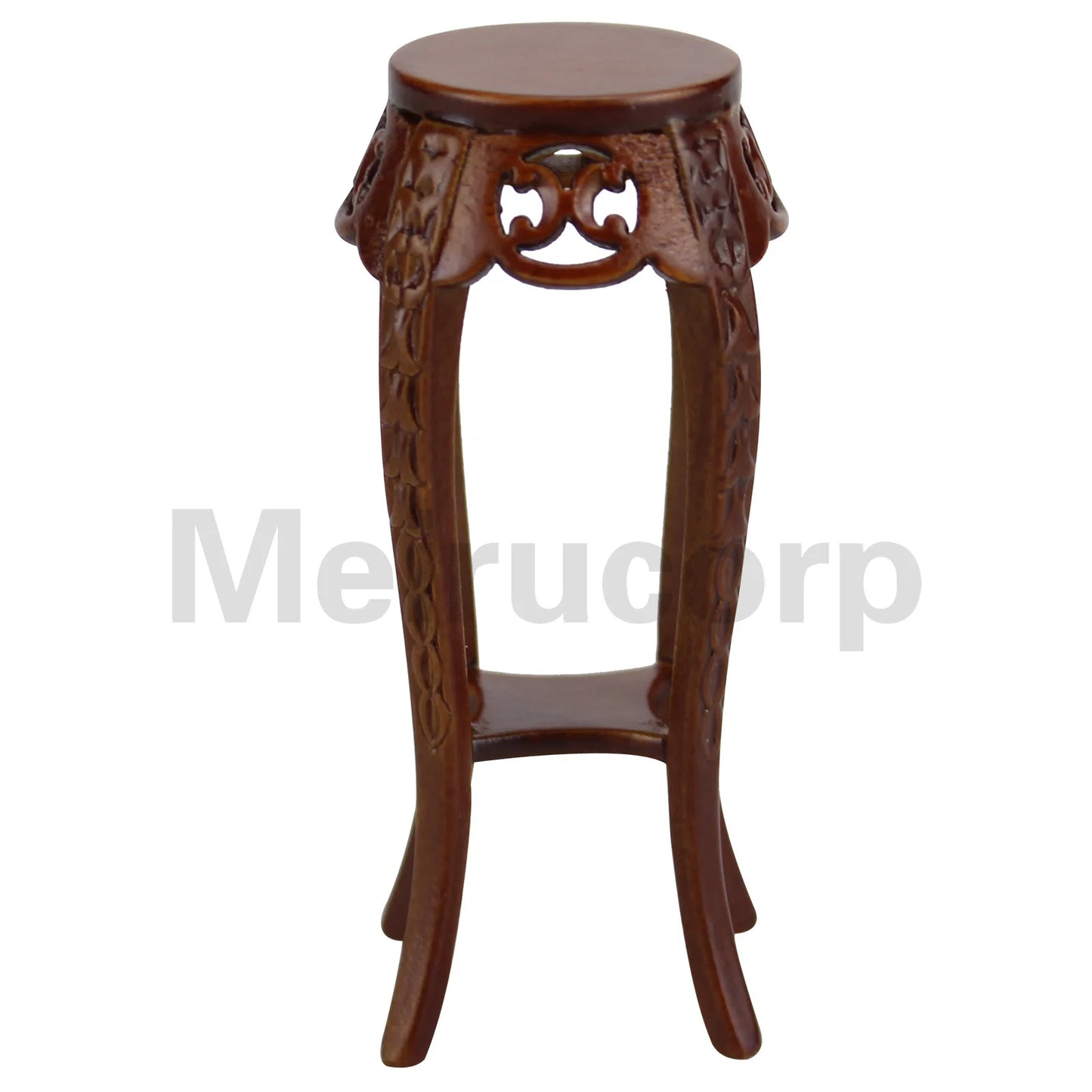 Mesa de pedestal de madera tallada a mano en miniatura a escala 1:12 para decoración de casas de muñecas