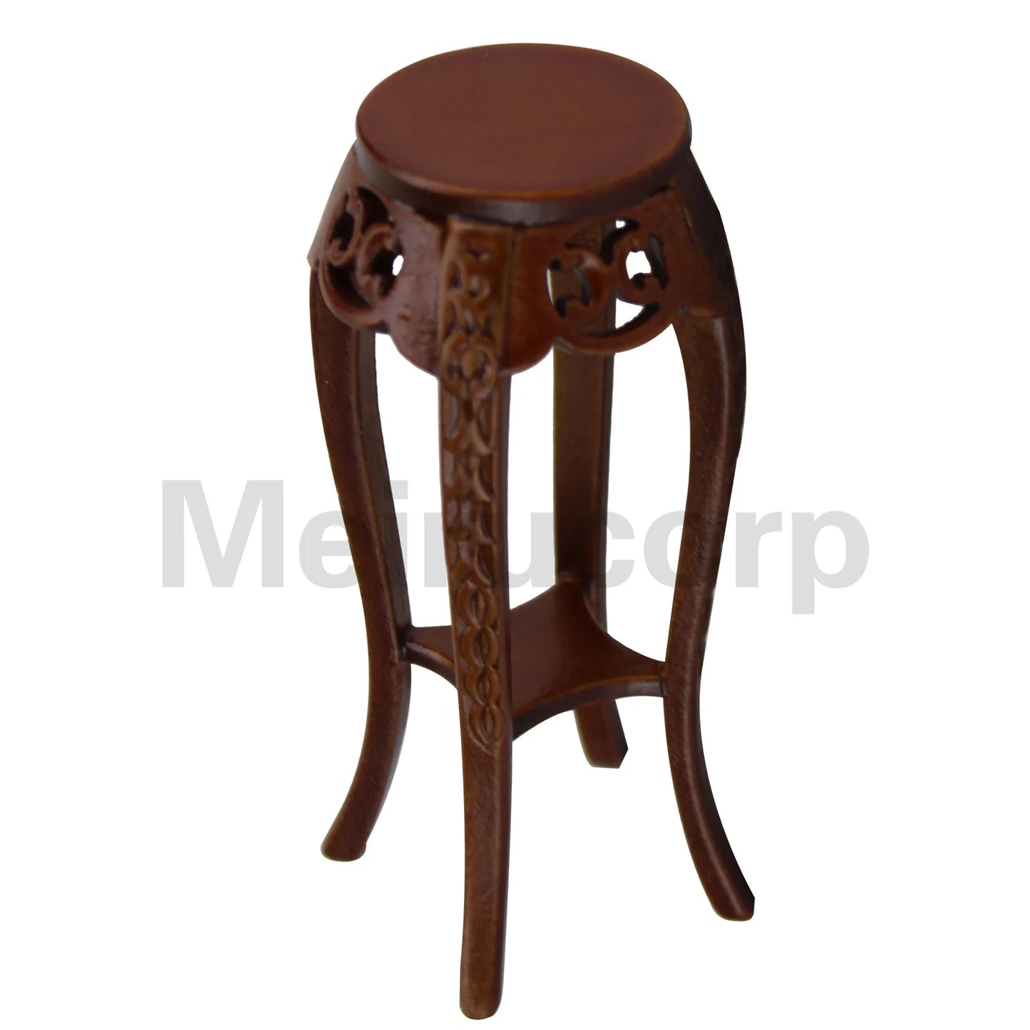 Mesa de pedestal de madera tallada a mano en miniatura a escala 1:12 para decoración de casas de muñecas