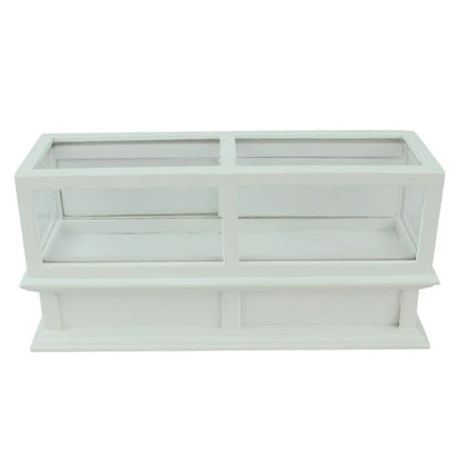 Vitrina de madera blanca a escala 1:12 para tienda de muñecas o frutería