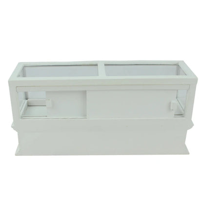 Vitrina de madera blanca a escala 1:12 para tienda de muñecas o frutería
