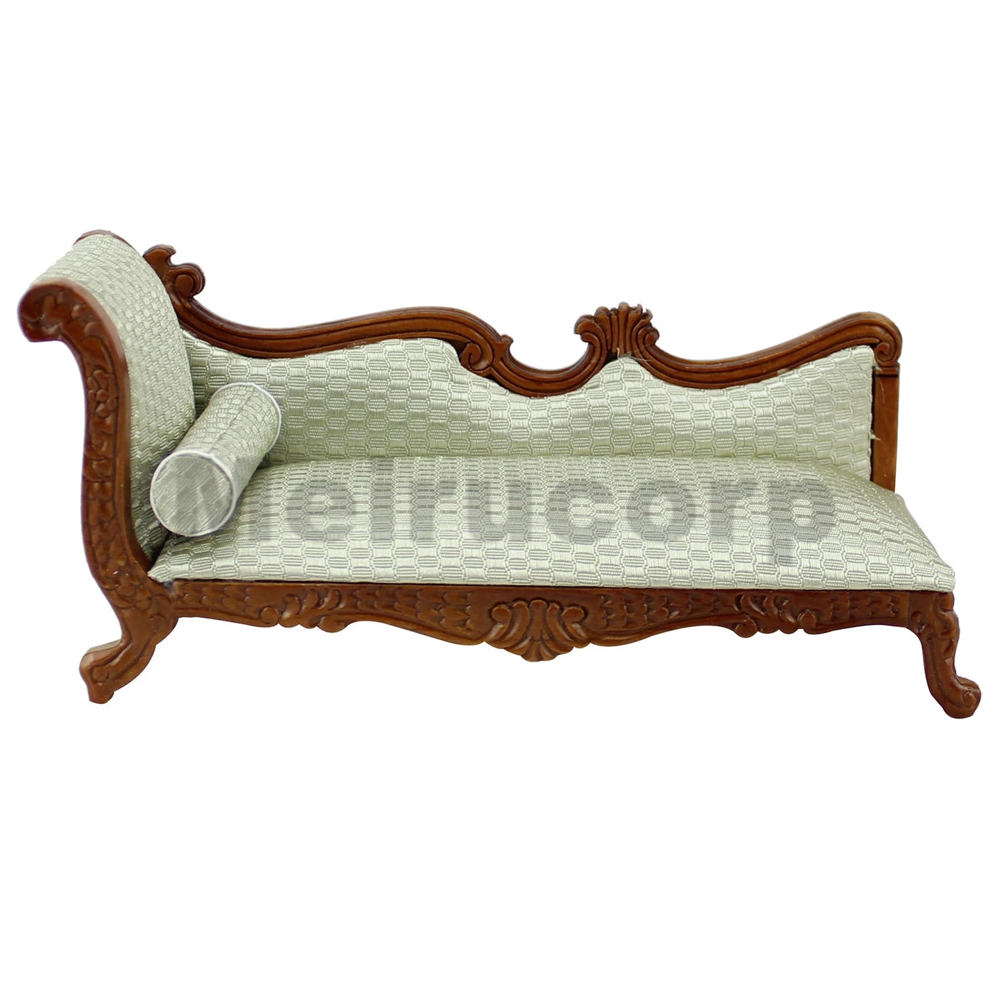 1:12 Scale Wooden Chaise Couch Miniature Dollhouse Furniture Hand Carved Walnut Color Living Room Decor