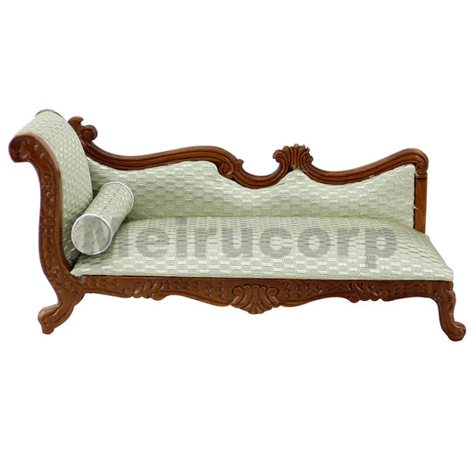 Sofá de madera en miniatura a escala 1:12, mueble para casa de muñecas, tallado a mano, color nogal, decoración para sala de estar.