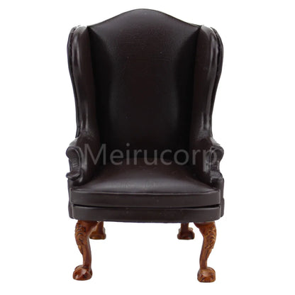 Juego de 3 sillones otomanos de cuero marrón en miniatura a escala 1:12, muebles para casa de muñecas, decoración para sala de estar