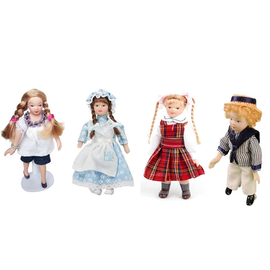 1:12 Scale Dollhouse Miniature Dolls With Display Stand For Doll House Accessories Mini Toys For Girls Boys
