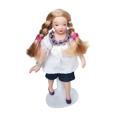 1:12 Scale Dollhouse Miniature Dolls With Display Stand For Doll House Accessories Mini Toys For Girls Boys