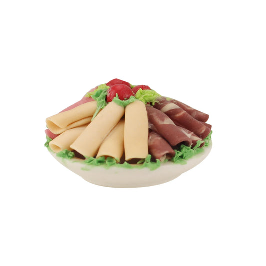 Bandeja de rollos de carne en miniatura para casa de muñecas (escala 1/12)