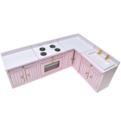 1:12 Scale Miniature Kitchen Cabinet Basin Stove Roaster Dollhouse Furniture Accessories For Dolls