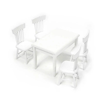 1:12 Scale Miniature White Dining Table And Chairs Set Dollhouse Furniture Accessories For Mini Toys